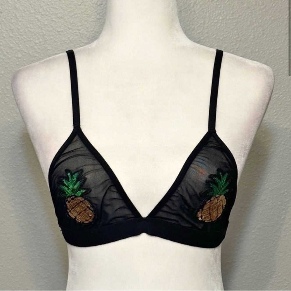 Pineapple black mesh bralette